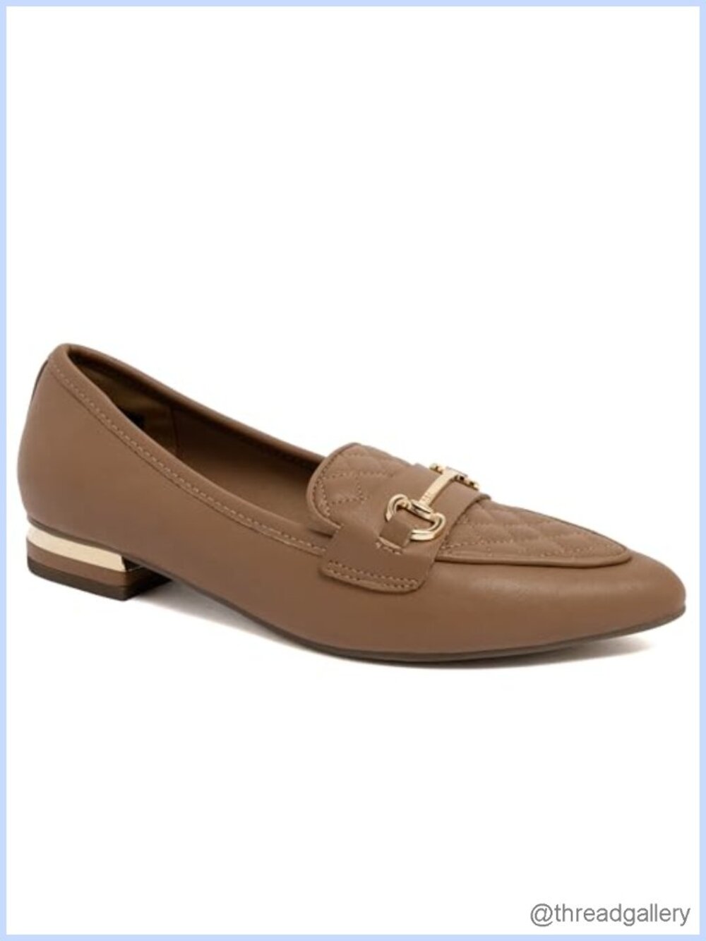 Pointed Toe Quilted Loafers Faux Leather Slip On Business Casual Flats